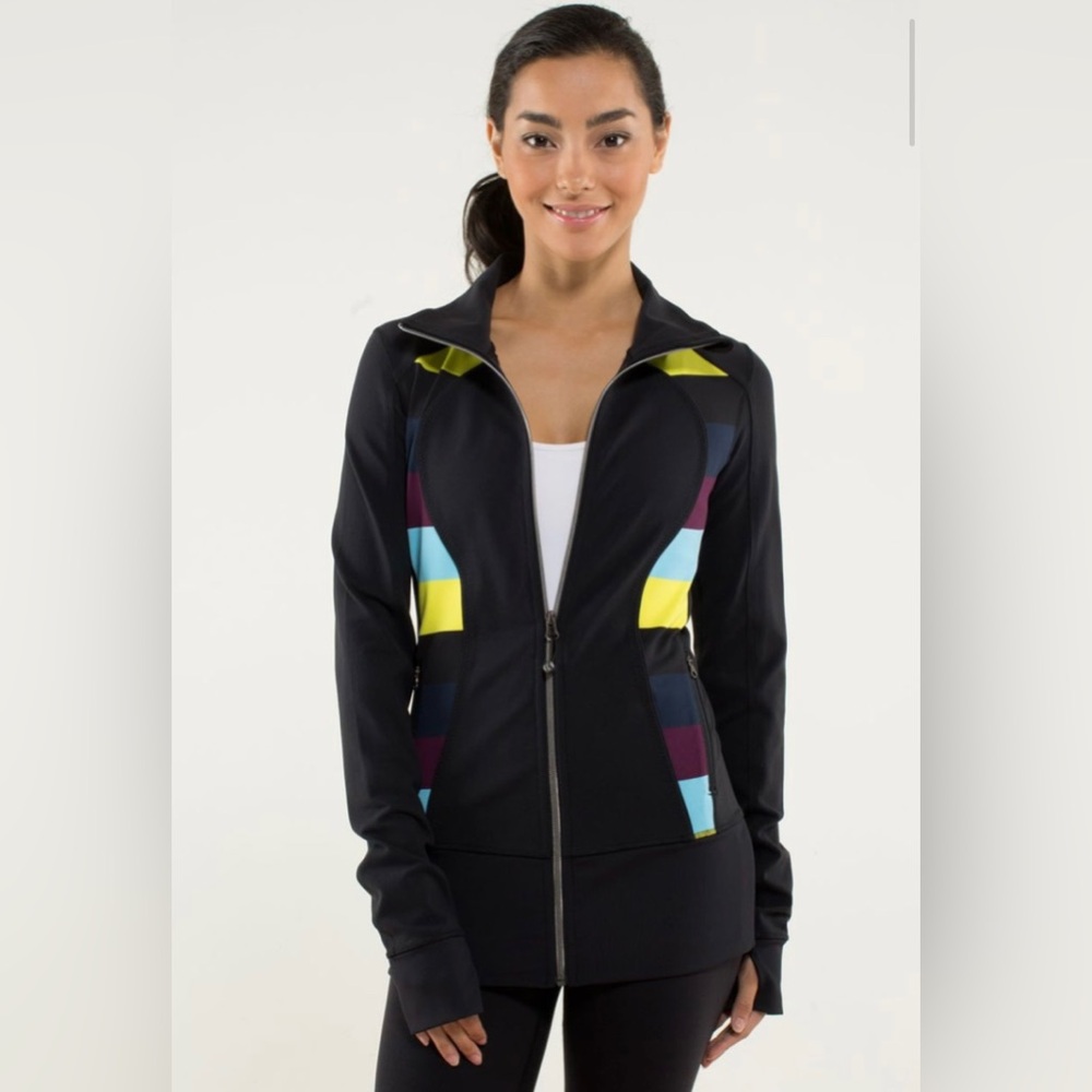 Lululemon Athletica Black and Yellow Relaxed Zippered Hoodie
